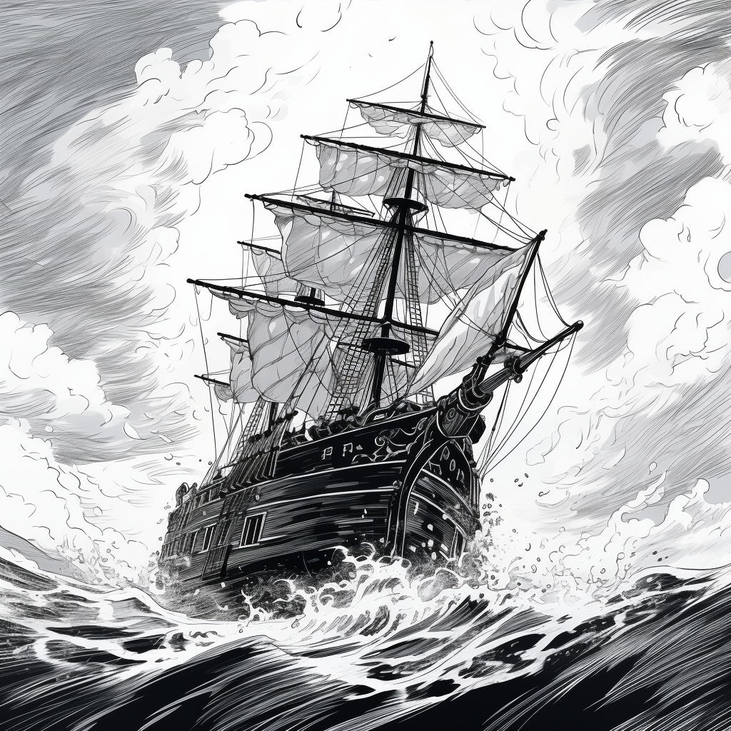 Navigating Through the Storm: The Role of Policies in Organizational Stability - Illustration - a ship sailing through a storm