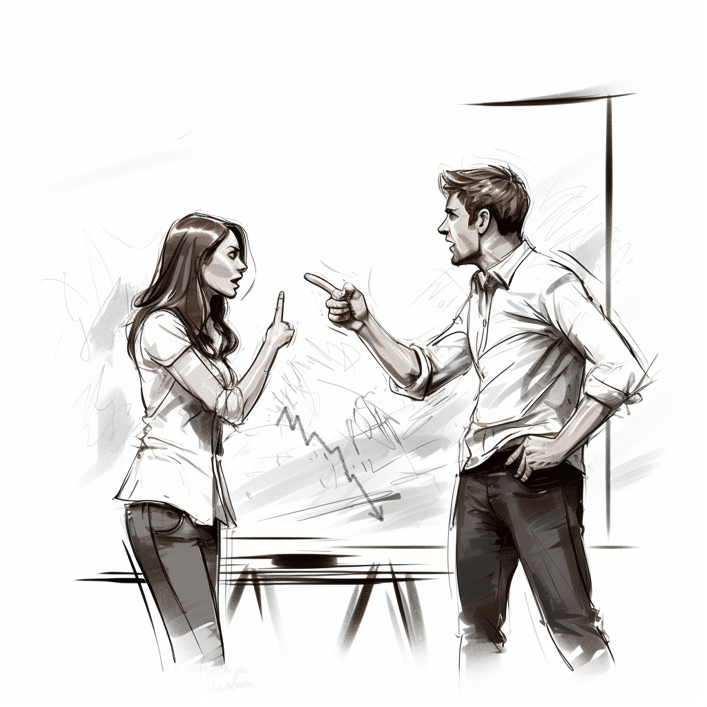 Illustration - Customer Lifetime Value - Two people arguing in front of a flipchart