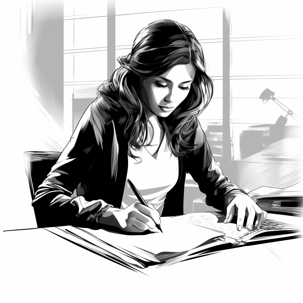 Illustration - a woman writing a test cases